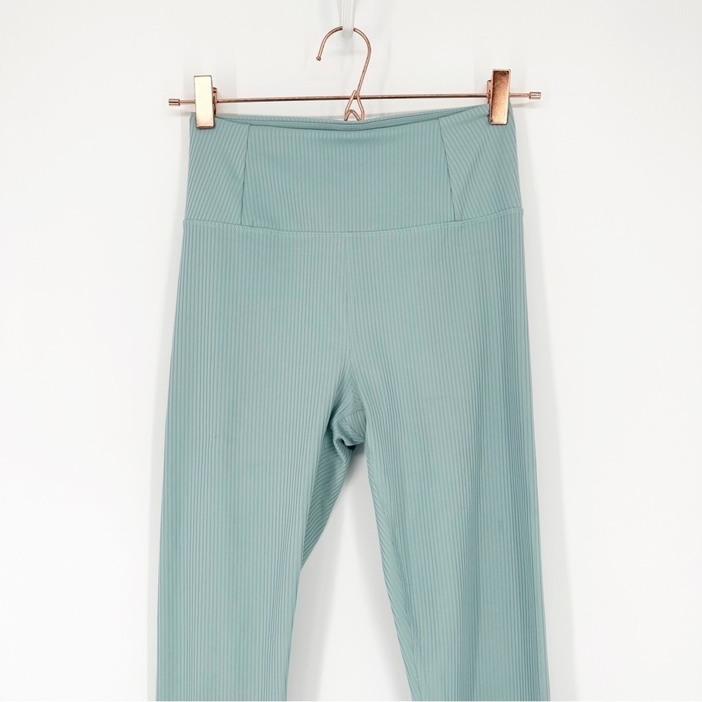 Girlfriend Collective Ribbed High Rise Compressive Legging in Mist - Picture 5 of 7